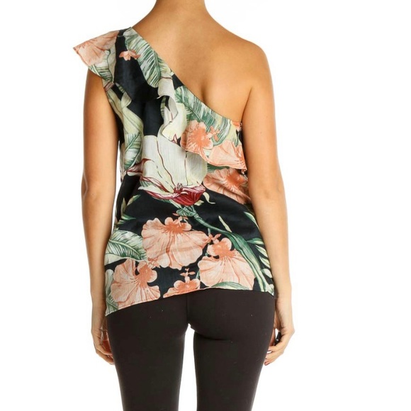 Ann Taylor Hawaii Tropic Floral One Shoulder Blouse Women's Size Small - Picture 3 of 13